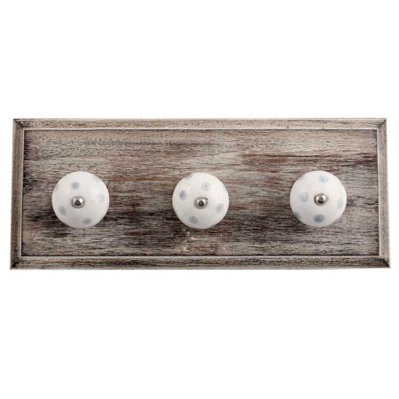 White Grey Dot Wooden Hooks